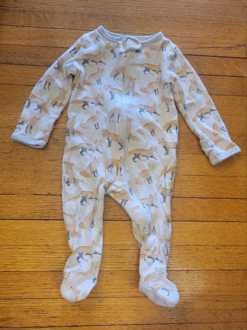 Neutral Animal Print Zip Footed Pajamas - 3 Pack